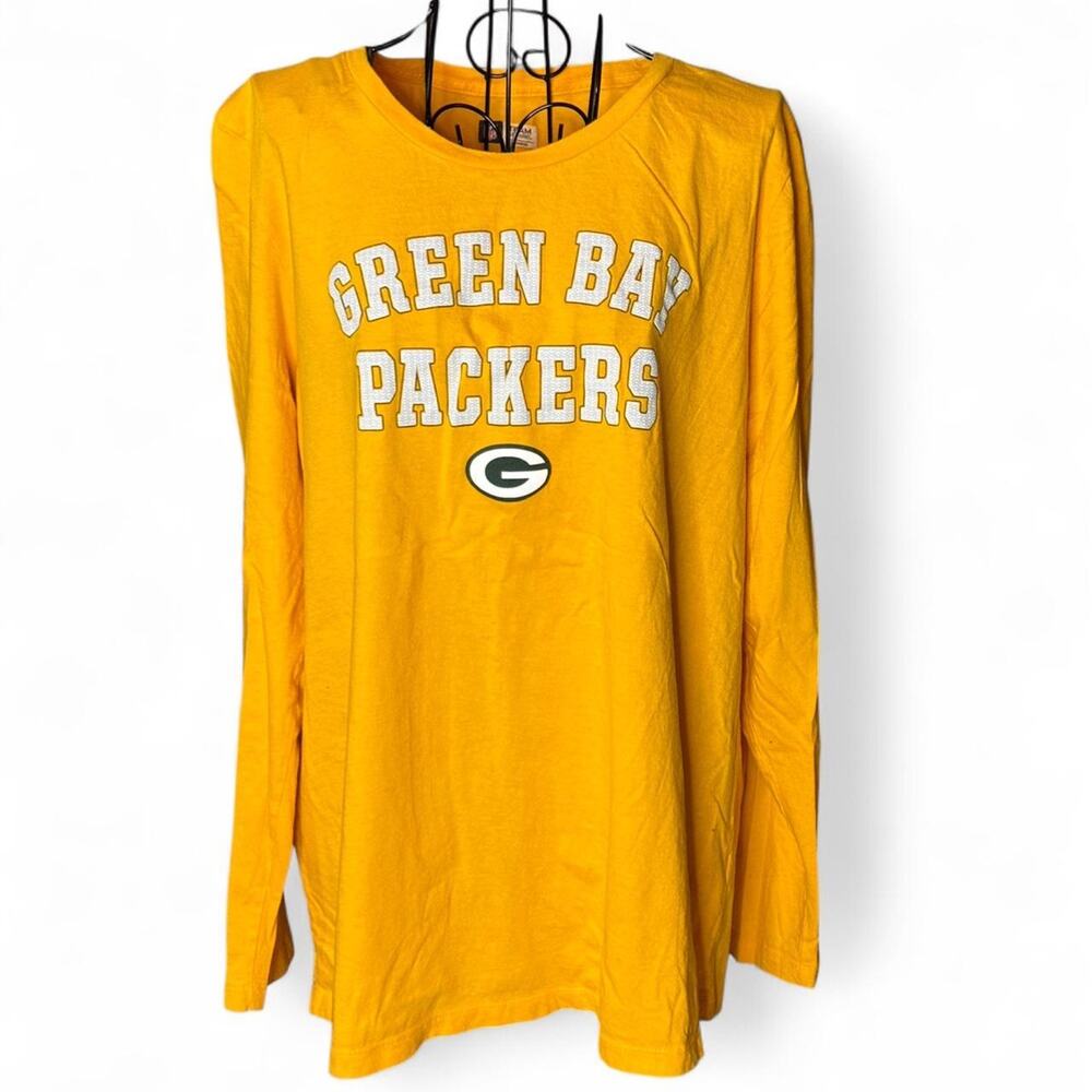 Green Bay Packers Women’s 3XL Long Sleeve T-Shirt Yellow NFL Apparel Plus Size